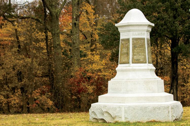 A monument to Union Soldiers at the Shiloh National Military Park in Shiloh, TN