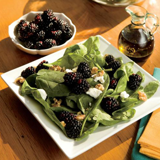 Wilted Spinach, Blackberry and Goat Cheese Salad