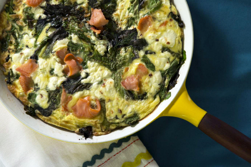 Goat Cheese Frittata with Fresh Greens