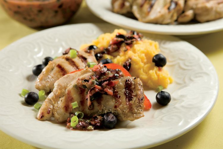 Grilled Chicken Thighs With Blueberry Salsa recipe