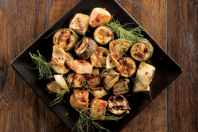 Cider-Grilled Fennel, Apples and Zucchini