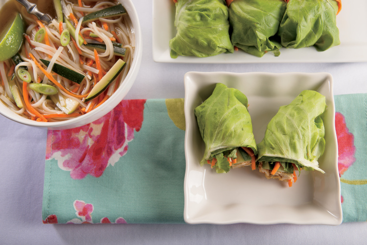 Faux Pho and Chicken Salad Lettuce Wraps