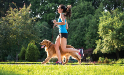 jogger running with dog